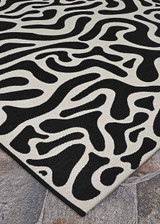 Couristan Castille Graffiti 2912/1201 Black-White Area Rug - Corner