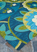 Couristan Covington 3778/1014 Rip Tide Ocean Green Rug Corner