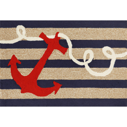 Trans Ocean Liora Manne Frontporch 1400/33 Anchor Navy Area Rug