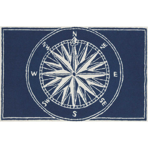 Trans Ocean Frontporch 1447/33 Compass Navy Area Rug