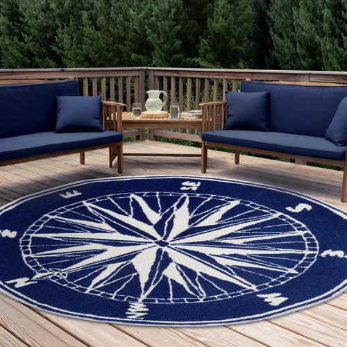 Trans Ocean Frontporch 1447/33 Round Compass Rug