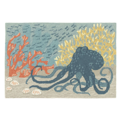 Liora Manne Frontporch 4531/04 Octopus Ocean Area Rug