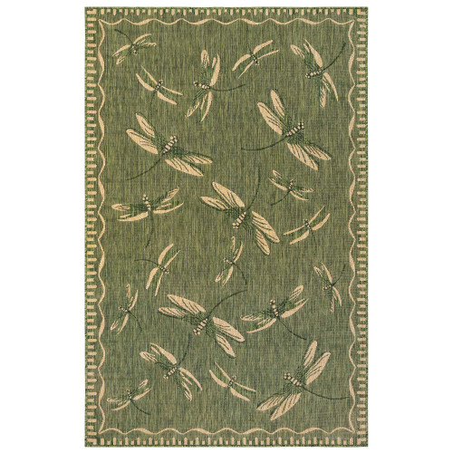 Trans Ocean Liora Manne Carmel 8440/06 Dragonfly Green Area Rug