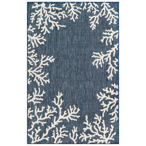 Trans Ocean Liora Manne Carmel 8448/33 Coral Border Navy Area Rug