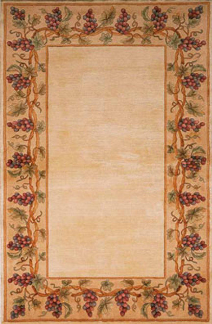 Kas Emerald 9058 Ivory Grapes Border Wool Rug