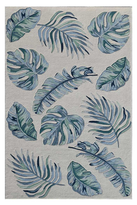 Kas Cove 3005 Ivory Blue Leaves Area Rug