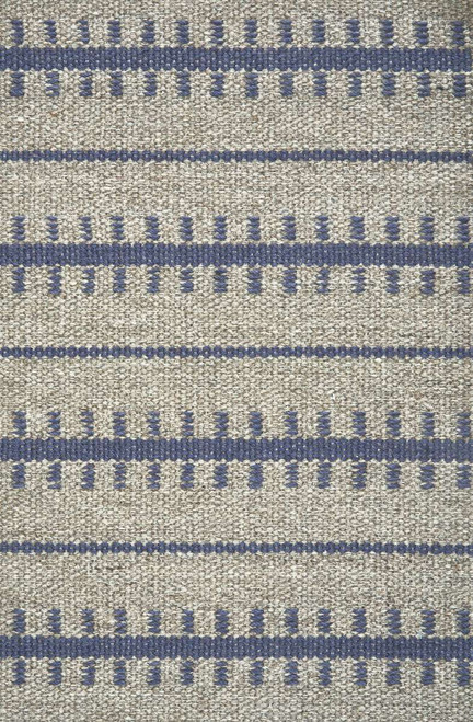 Crescent Ticking Stripe Grey & Blue Rug