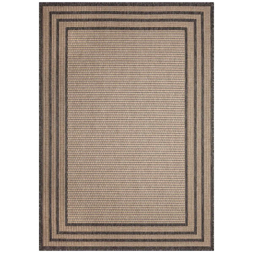 Liora Manne Monaco 6279-12 Striped Border Taupe Rug