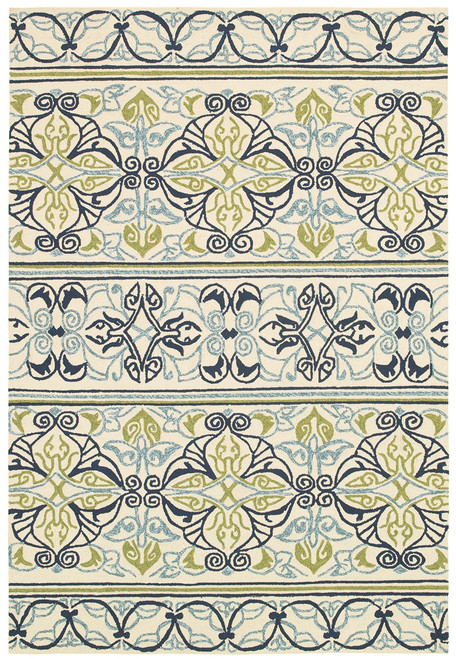 Couristan Covington 3037/7821 Pegasus Ivory/Navy/Lime Indoor Outdoor Area Rug
