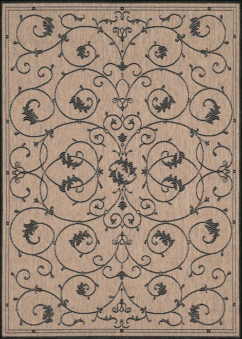 Couristan Recife 1583/2500 Veranda Champagne Black Area Rug