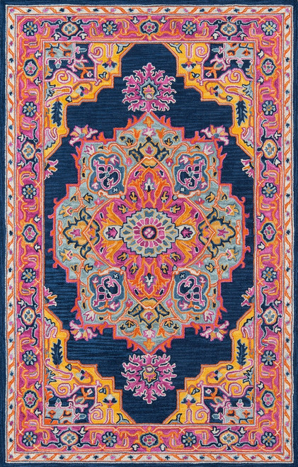 Momeni Ibiza IBI-01 Navy Wool Area Rug | Rug Goddess