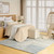 DKNY Pure Angles DKG01 Ivory/Blue Wool Rug in bedroom