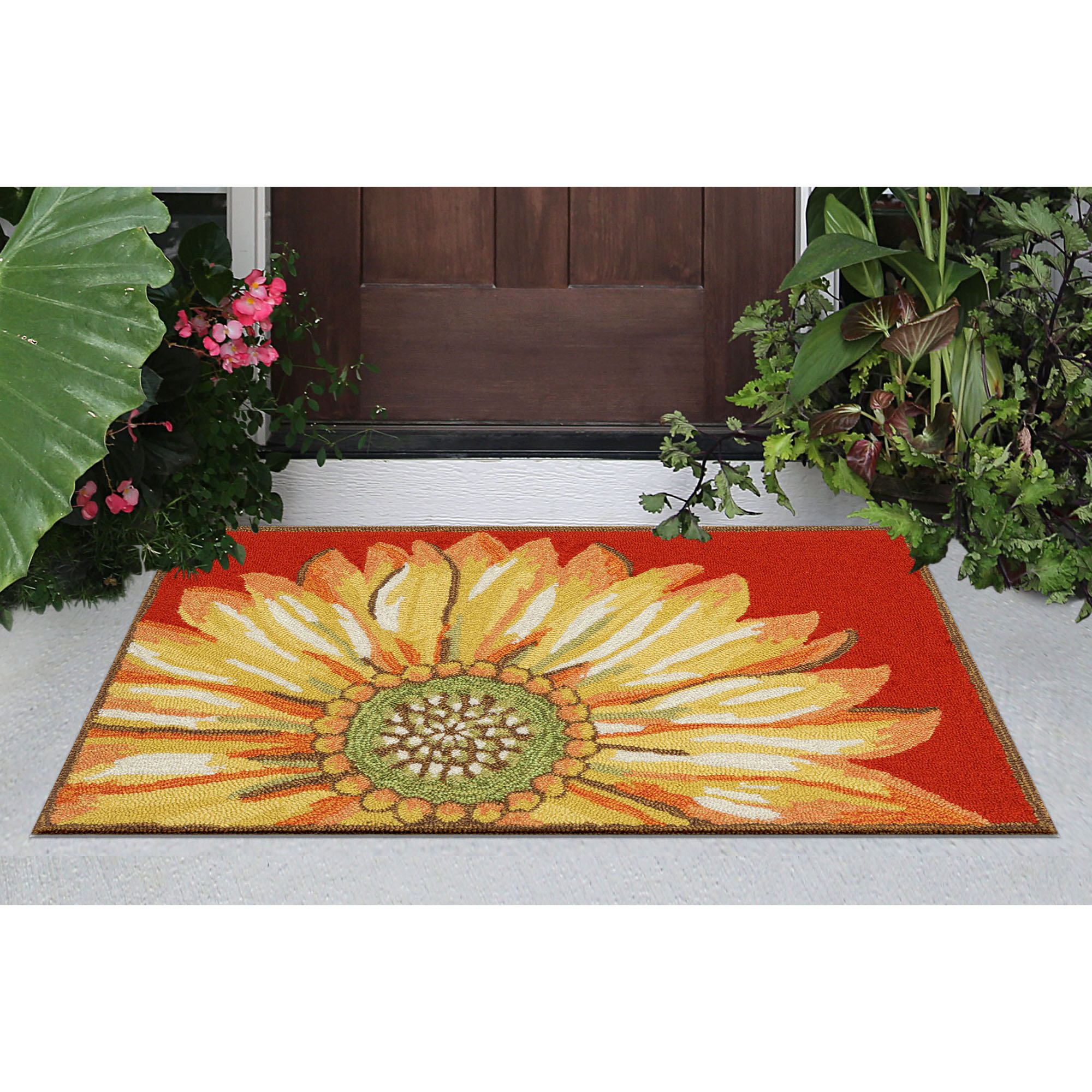 Trans Ocean Liora Manne Frontporch 1417/24 Sunflower Red Area Rug