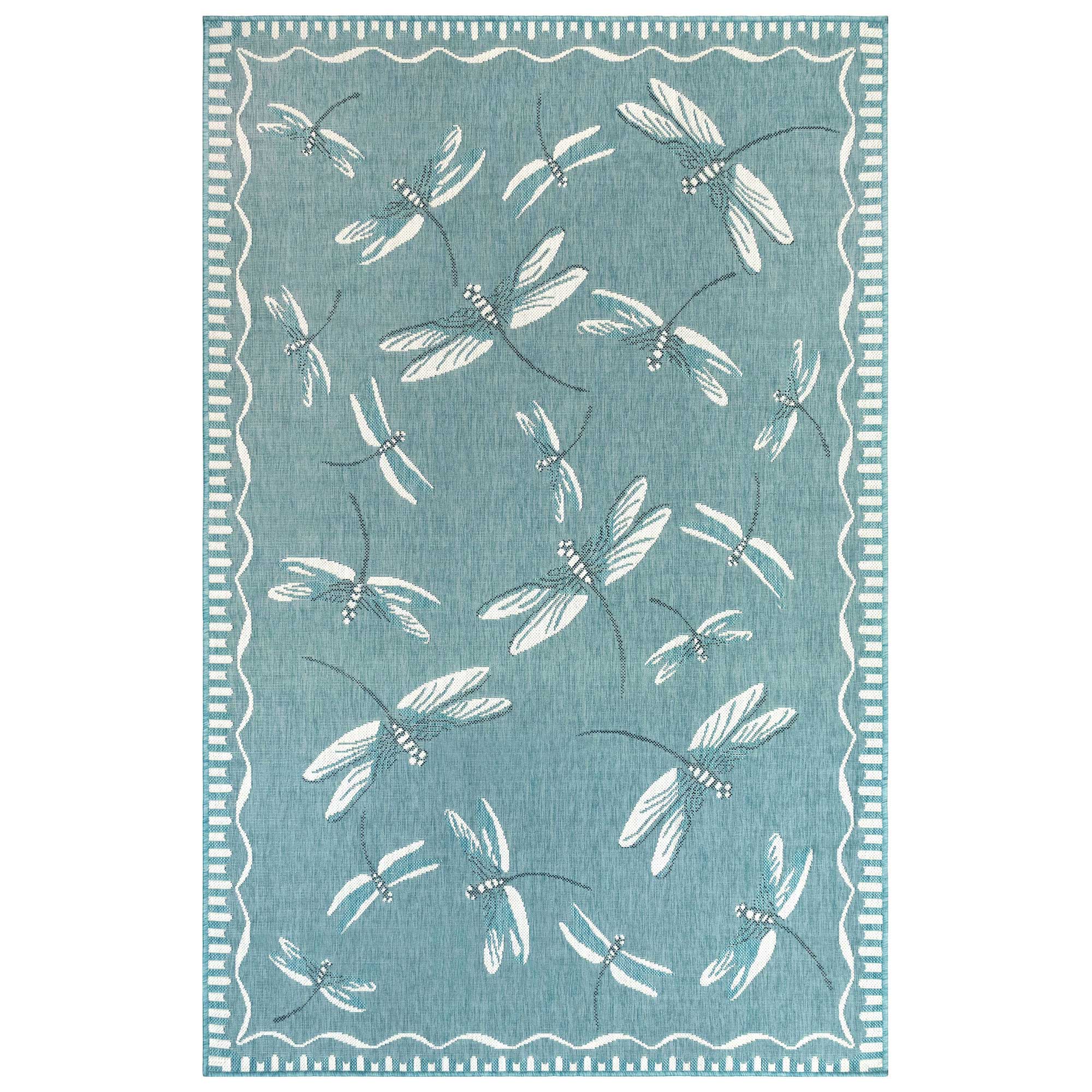Trans Ocean Liora Manne Carmel 8440/04 Dragonfly Aqua Area Rug