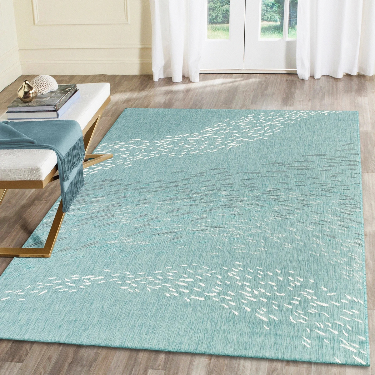 Trans Ocean Liora Manne Carmel 8449/04 School Of Fish Aqua Area Rug