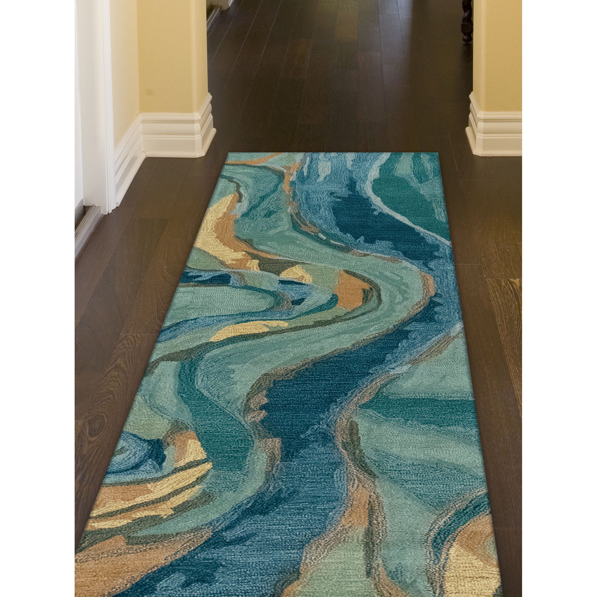 Trans Ocean Liora Manne Corsica 9149/03 Panorama Blue/Green Area Rug