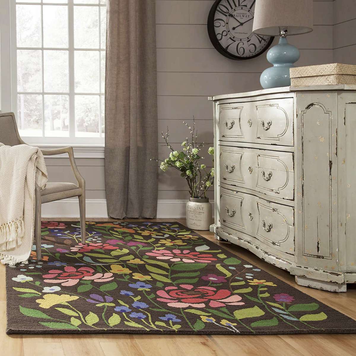 Momeni Newport NP-15 Brown Area Rug | Floral Rugs