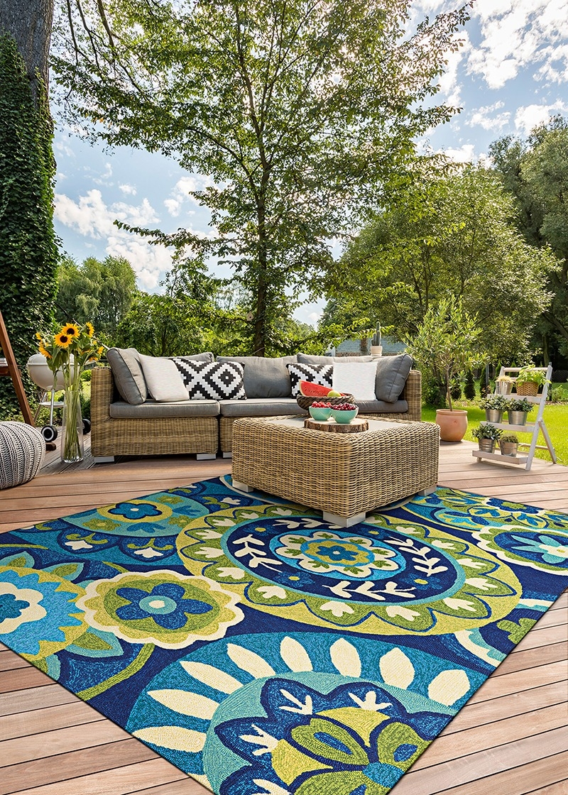 希少 MICHIGAN RUG CO 魚 総柄 S/M Couristan Covington 3778/1014 Rip Tide Ocean Green Area Rug