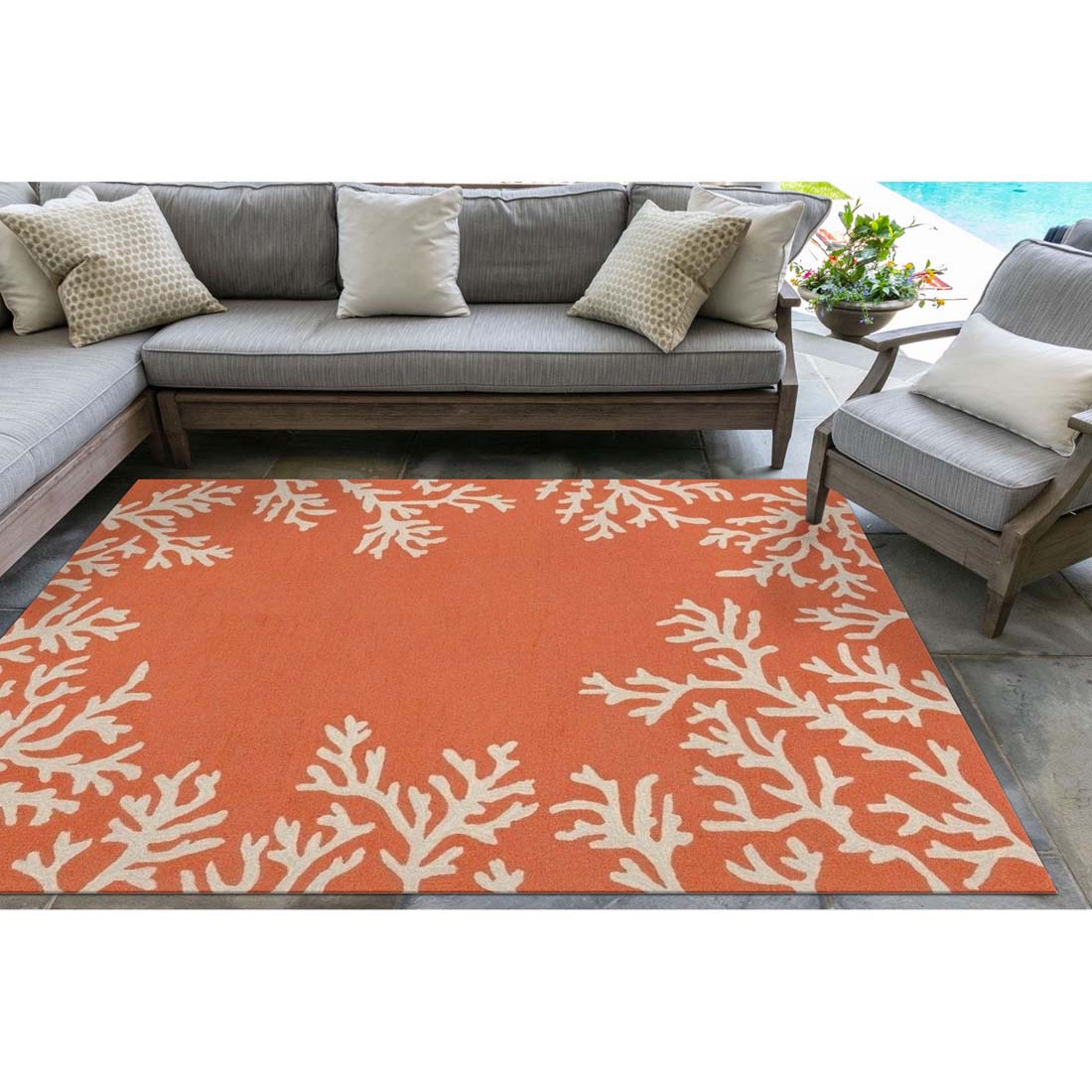 Liora Manne Capri 1620/17 Coral Border Area Rug