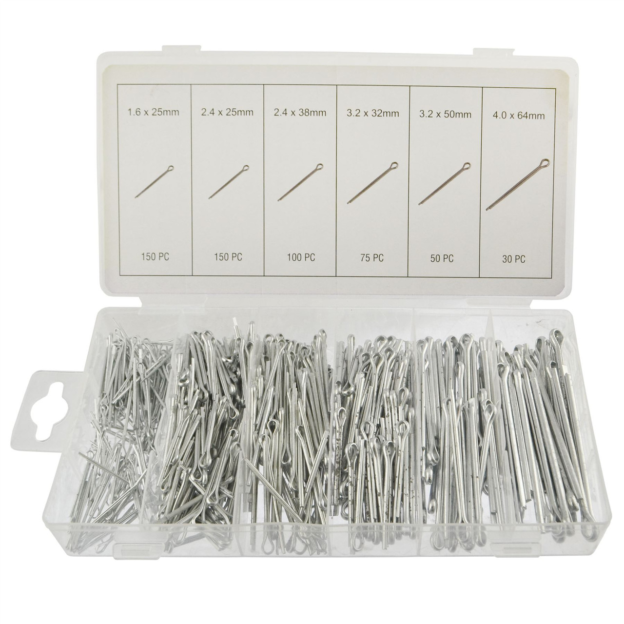 Tool Zone 555pc Cotter Pin Split Pin Assortment Box F 