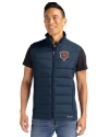 Chicago Bears Historic Cutter & Buck Evoke Hybrid Softshell Recycled Mens Full Zip Vest Navy Blue Front Thumbnail Image