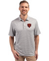 Chicago Bears Historic Cutter & Buck Forge Eco Double Stripe Stretch Recycled Mens Polo Polished/White Front Thumbnail Image