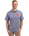 Denver Broncos Historic Cutter & Buck Forge Recycled Double Stripe Four-Way Stretch Mens Polo Tour Blue/White Front Thumbnail Image