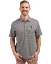 New Orleans Saints Historic Cutter & Buck Forge Eco Double Stripe Stretch Recycled Mens Polo Black/White Front Thumbnail Image