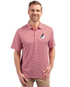 Arizona Cardinals Historic Cutter & Buck Forge Recycled Double Stripe Four-Way Stretch Mens Polo Cardinal Red/White Front Thumbnail Image