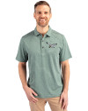 Philadelphia Eagles Historic Cutter & Buck Forge Eco Heather Stripe Stretch Recycled Mens Polo Hunter Heather Front Thumbnail Image
