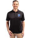 View image 1: Los Angeles Rams Historic Cutter & Buck Forge Recycled Four-Way Stretch Mens Polo Black Front