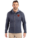 Chicago Bears Historic Cutter & Buck Mainsail Full Zip Hooded Mens Jacket Liberty Navy Heather Front Thumbnail Image
