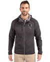 Atlanta Falcons Historic Cutter & Buck Mainsail Full Zip Hooded Mens Jacket Charcoal Heather Front Thumbnail Image