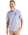 New England Patriots Historic Cutter & Buck Pike Eco Symmetry Print Stretch Recycled Mens Polo White/Tour Blue Front Thumbnail Image