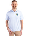 Los Angeles Chargers Historic Cutter & Buck Pike Eco Symmetry Print Stretch Recycled Mens Polo White/Atlas Front Thumbnail Image