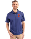 Denver Broncos Historic Cutter & Buck Pike Eco Tonal Geo Print Stretch Recycled Mens Big & Tall Polo Tour Blue Front Thumbnail Image