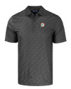 Miami Dolphins Historic Cutter & Buck Pike Eco Pebble Print Stretch Recycled Mens Polo Black Mannequin Thumbnail Image