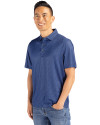 New York Giants Historic Cutter & Buck Pike Eco Pebble Print Stretch Recycled Mens Polo Navy Blue Side Thumbnail Image