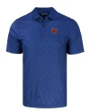 Chicago Bears Historic Cutter & Buck Pike Eco Pebble Print Stretch Recycled Mens Polo Navy Blue Mannequin Thumbnail Image