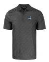 Detroit Lions Historic Cutter & Buck Pike Eco Pebble Print Stretch Recycled Mens Polo Black Mannequin Thumbnail Image