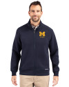 Michigan Wolverines Alumni Cutter & Buck Roam Eco Recycled Full Zip Mens Big & Tall Jacket Navy Blue Front Thumbnail Image