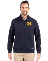 Michigan Wolverines Alumni Cutter & Buck Roam Eco Recycled Full Zip Mens Big & Tall Jacket Navy Blue Front Thumbnail Image