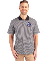 New Hampshire Fisher Cats Cutter & Buck Forge Tonal Stripe Stretch Mens Big and Tall Polo Black Front Thumbnail Image