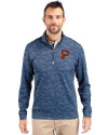 Portland Sea Dogs Cutter & Buck Traverse Stretch Eco Camo Print Quarter Zip Mens Big and Tall Pullover Navy Blue Front Thumbnail Image