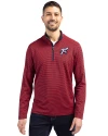 Reading Fightin Phils Cutter & Buck Virtue Eco Pique Micro Stripe Recycled Mens Big & Tall Quarter Zip Red/Navy Blue Front Thumbnail Image