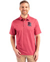 View image 1: Round Rock Express Cutter & Buck Pike Banner Print Stretch Mens Polo Cardinal Red Front