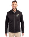 New Orleans Saints Historic Cutter & Buck Evoke Softshell Recycled Full Zip Mens Jacket Black Front Thumbnail Image