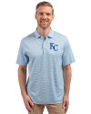 Kansas City Royals Cutter & Buck Forge Eco Double Stripe Stretch Recycled Mens Big &Tall Polo Atlas/White Front Thumbnail Image