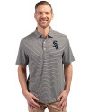 Chicago White Sox Cutter & Buck Forge Eco Double Stripe Stretch Recycled Mens Big &Tall Polo Black/White Front Thumbnail Image