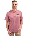 New York Mets Stars & Stripes Cutter & Buck Forge Eco Double Stripe Stretch Recycled Mens Big &Tall Polo Cardinal Red/White Front Thumbnail Image